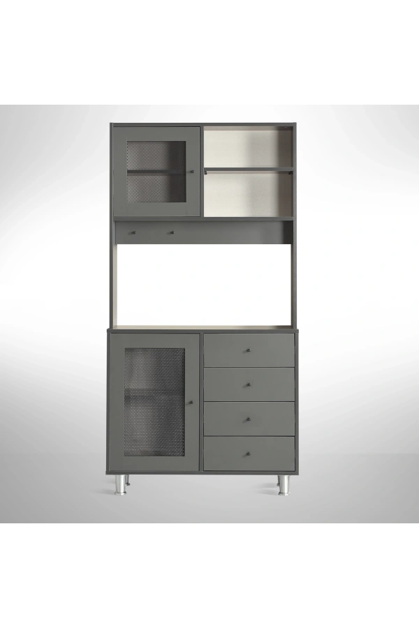 Pasific Home Grano Kahve Köşesi Çok Amaçlı Kiler Dolabı, 96 cm, Antrasit