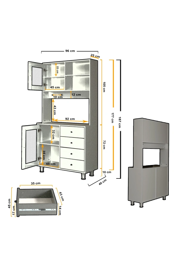 Pasific Home Grano Kahve Köşesi Çok Amaçlı Kiler Dolabı, 96 cm, Koyu Meşe