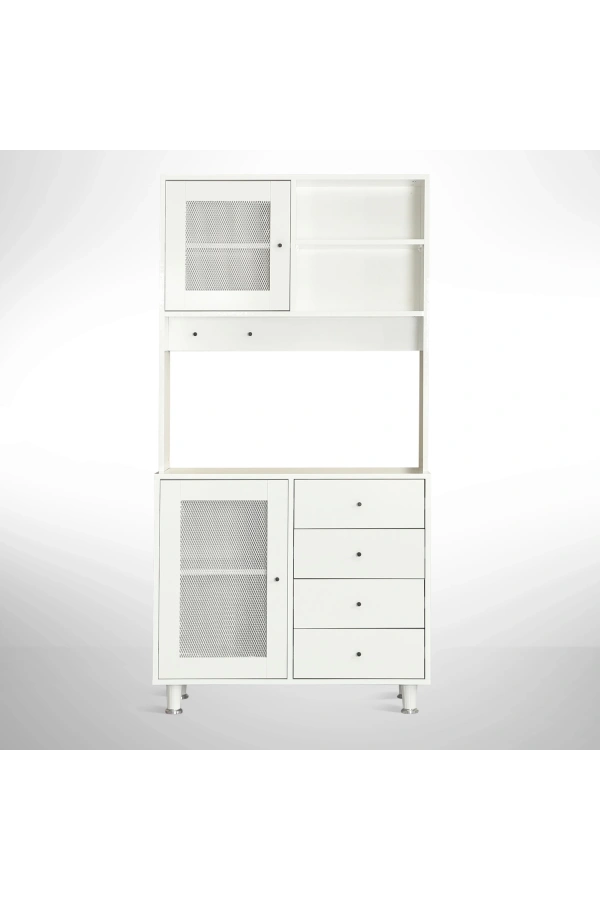 Pasific Home Grano Kahve Köşesi Çok Amaçlı Kiler Dolabı, 96 cm, Parlak Beyaz