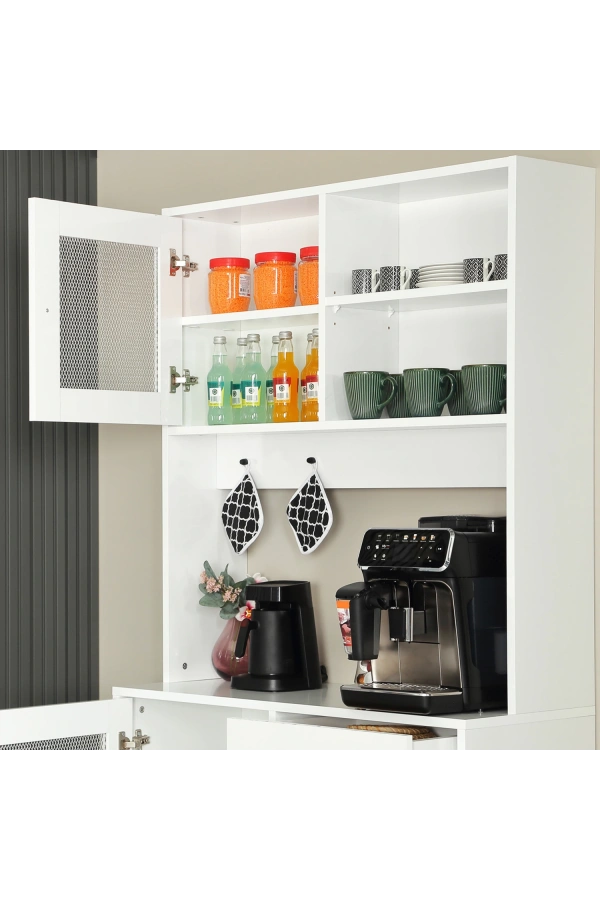 Pasific Home Grano Kahve Köşesi Çok Amaçlı Kiler Dolabı, 96 cm, Parlak Beyaz