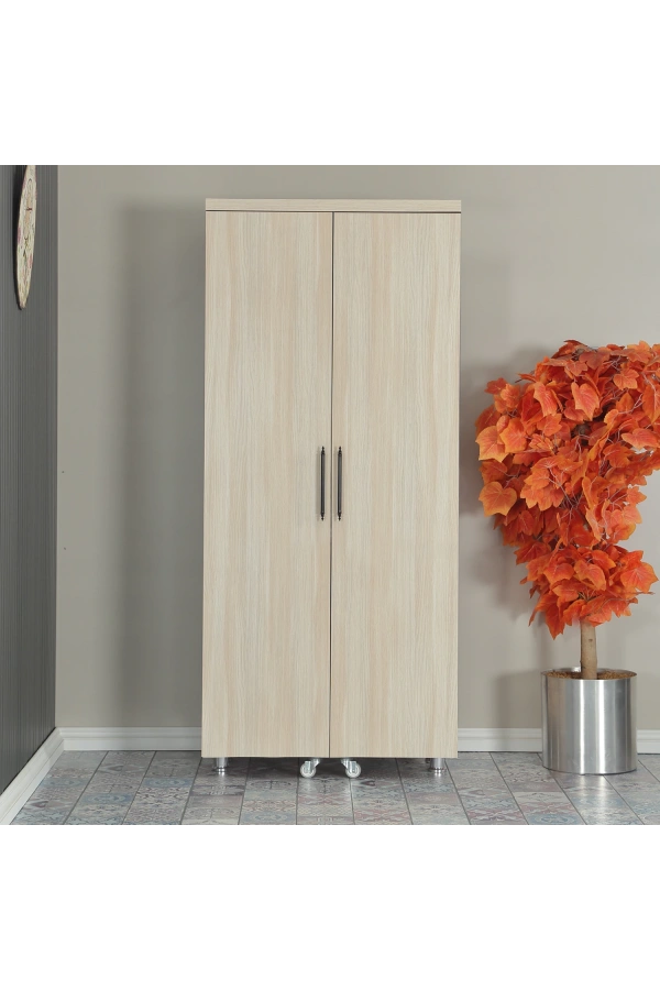 Pasific Home Guzzo Tekerlekli Kiler Dolabı, Çok Amaçlı Erzak  Dolabı, 80 cm ,Açık Meşe