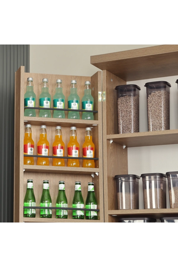 Pasific Home Guzzo Tekerlekli Kiler Dolabı, Çok Amaçlı Erzak  Dolabı, 80 cm , Koyu Meşe