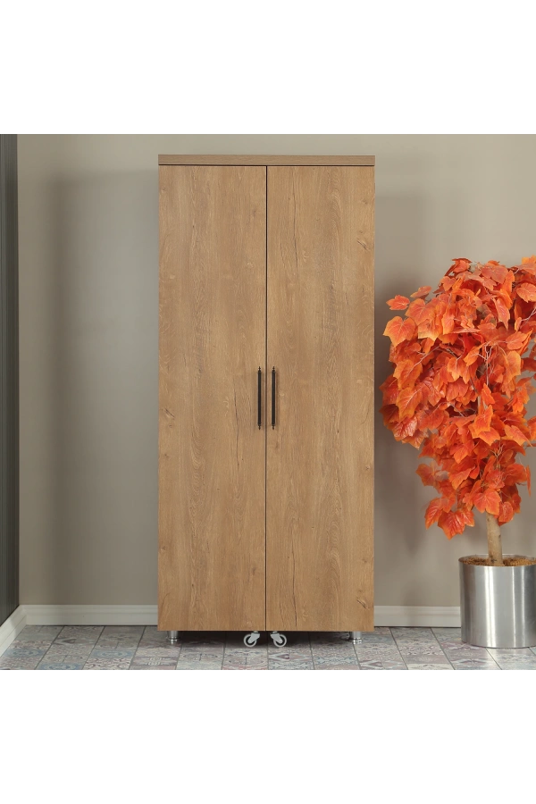 Pasific Home Guzzo Tekerlekli Kiler Dolabı, Çok Amaçlı Erzak  Dolabı, 80 cm , Koyu Meşe