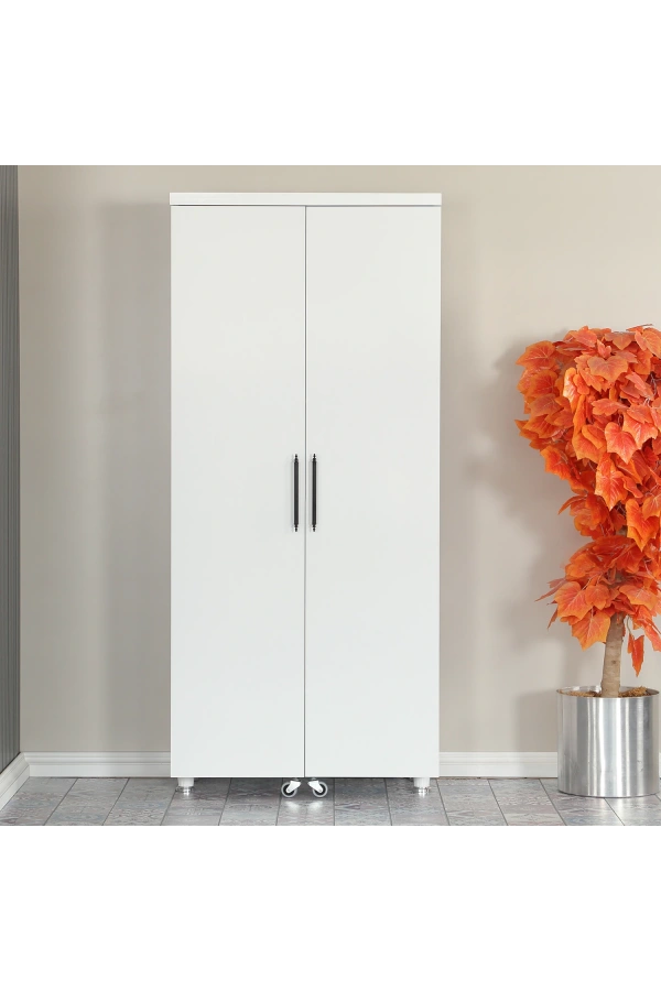 Pasific Home Guzzo Tekerlekli Kiler Dolabı, Çok Amaçlı Erzak Dolabı, 80 cm ,Parlak Beyaz