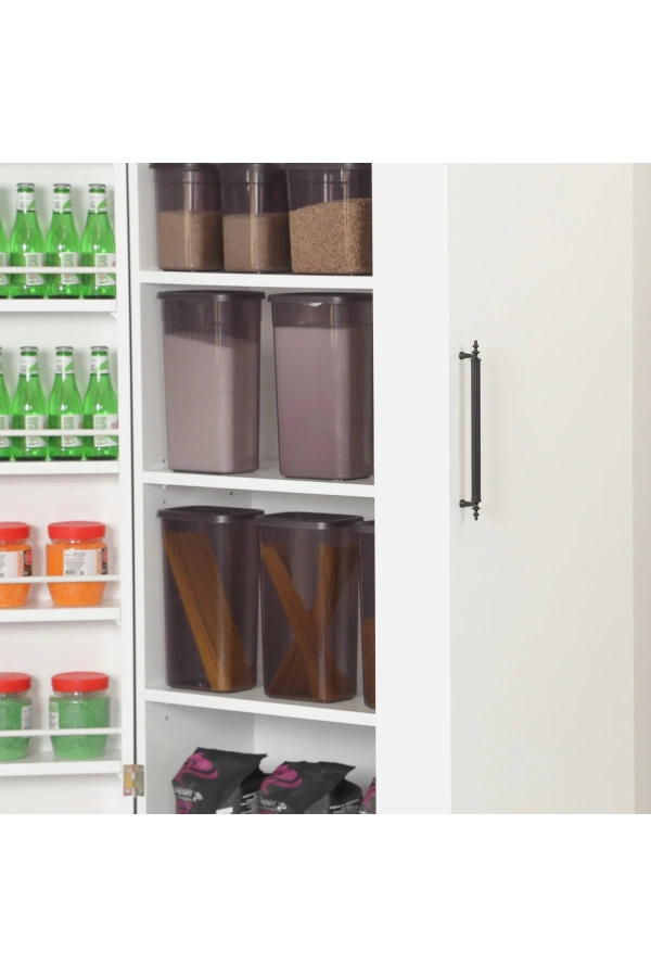 Pasific Home Guzzo Tekerlekli Kiler Dolabı, Çok Amaçlı Erzak Dolabı, 80 cm ,Parlak Beyaz