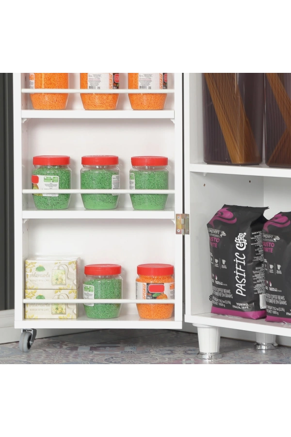Pasific Home Guzzo Tekerlekli Kiler Dolabı, Çok Amaçlı Erzak Dolabı, 80 cm ,Parlak Beyaz
