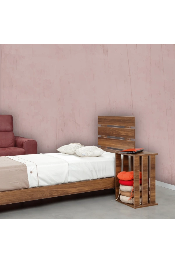 Pasific Home Huga Başlıklı Genç Odası Karyolası,Ceviz,90x200