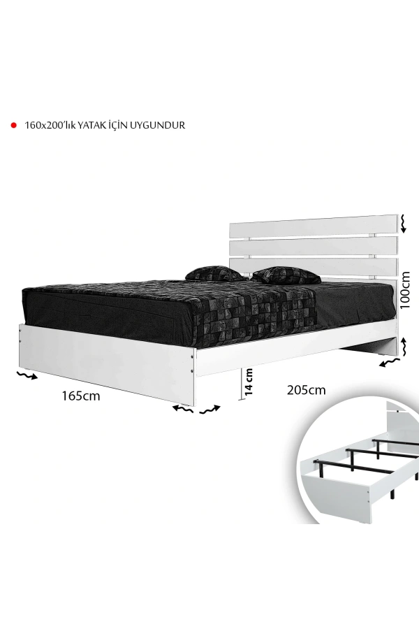 Pasific Home Huga Çift Kişilik 160 X 200 Başlıklı Karyola, Ceviz