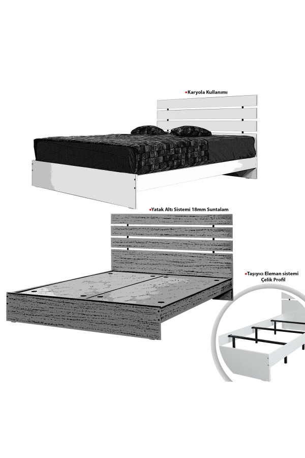 Pasific Home Huga Çift Kişilik 180 X 200 Başlıklı Karyola, Ceviz