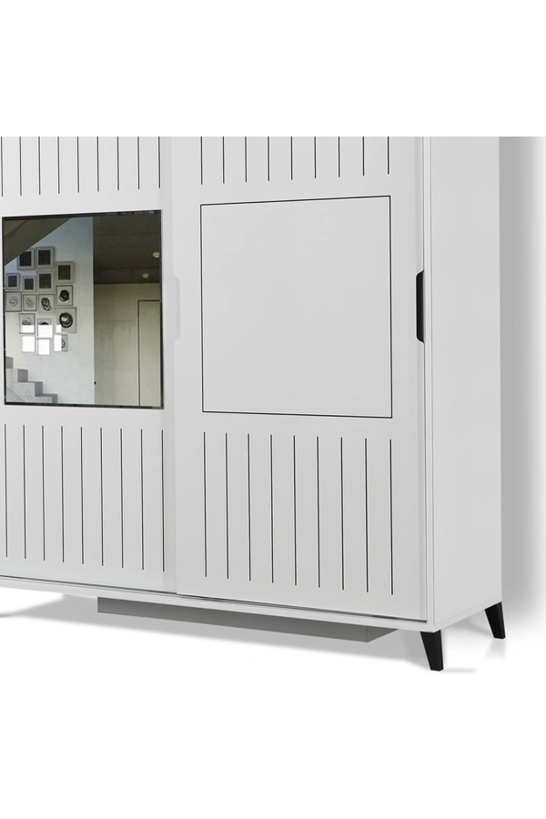 Pasific Home Huga Sürgülü 2 Kapaklı Aynalı Gardırop, Beyaz, 170 cm