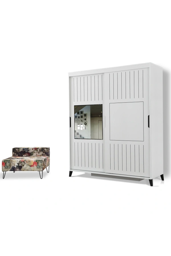 Pasific Home Huga Sürgülü 2 Kapaklı Aynalı Gardırop, Beyaz, 180 cm