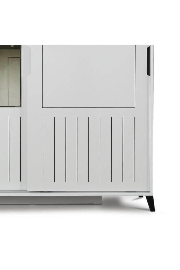 Pasific Home Huga Sürgülü 2 Kapaklı Aynalı Gardırop, Beyaz, 180 cm