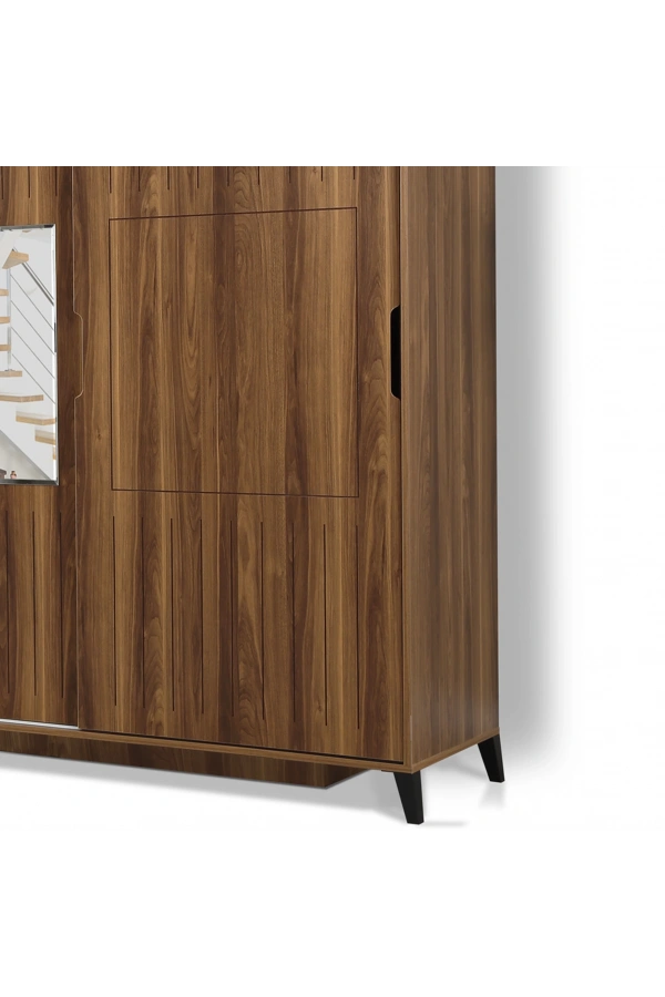 Pasific Home Huga Sürgülü 2 Kapaklı Aynalı Gardırop, Ceviz, 120 cm