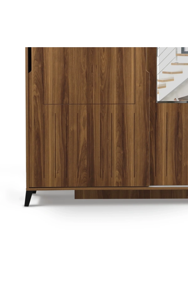 Pasific Home Huga Sürgülü 2 Kapaklı Aynalı Gardırop, Ceviz, 140 cm