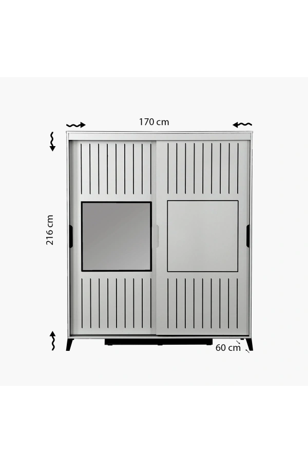Pasific Home Huga Sürgülü 2 Kapaklı Aynalı Gardırop, Ceviz, 170 cm