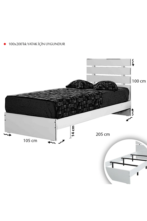 Pasific Home Huga Tek Kişilik Karyola, Meşe, 100X200