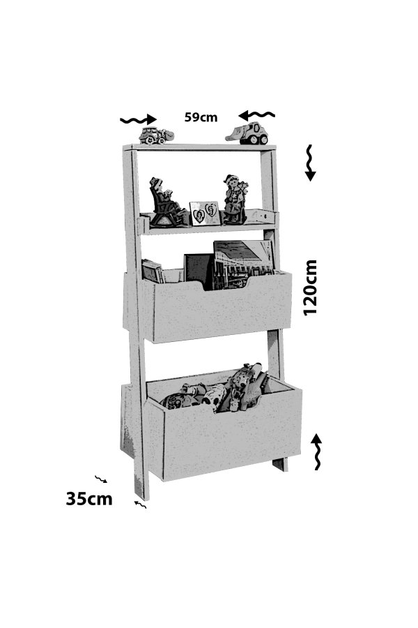 Pasific Home Low Çok Amaçlı Dekoratif Kitaplık ,Beyaz, Montessori Dolap