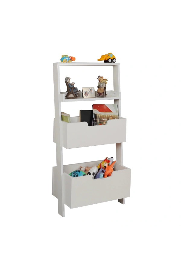 Pasific Home Low Çok Amaçlı Dekoratif Kitaplık ,Beyaz, Montessori Dolap