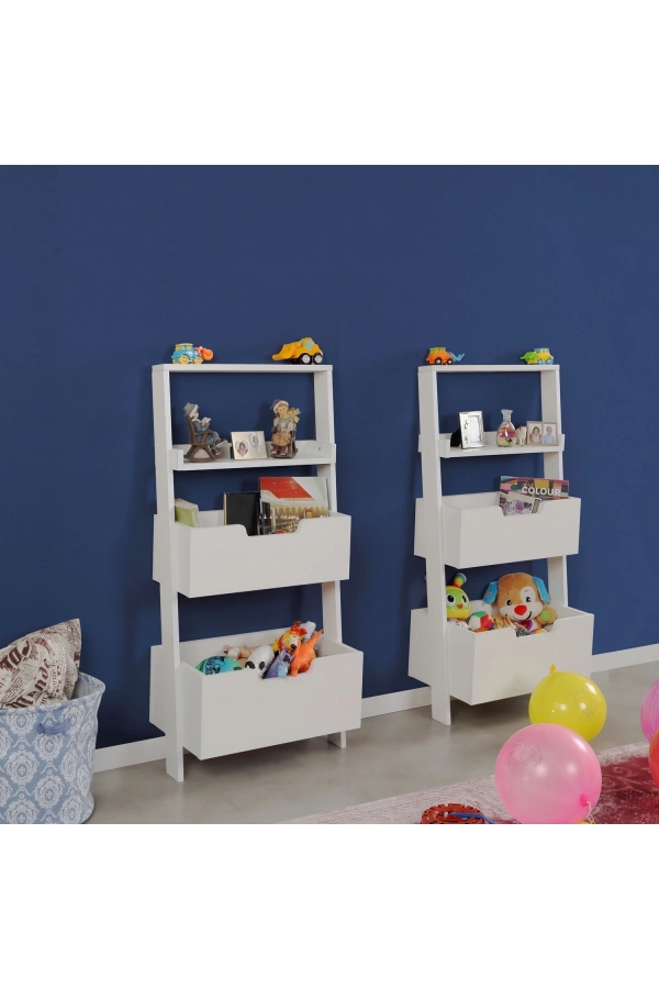 Pasific Home Low Çok Amaçlı Dekoratif Kitaplık ,Beyaz, Montessori Dolap