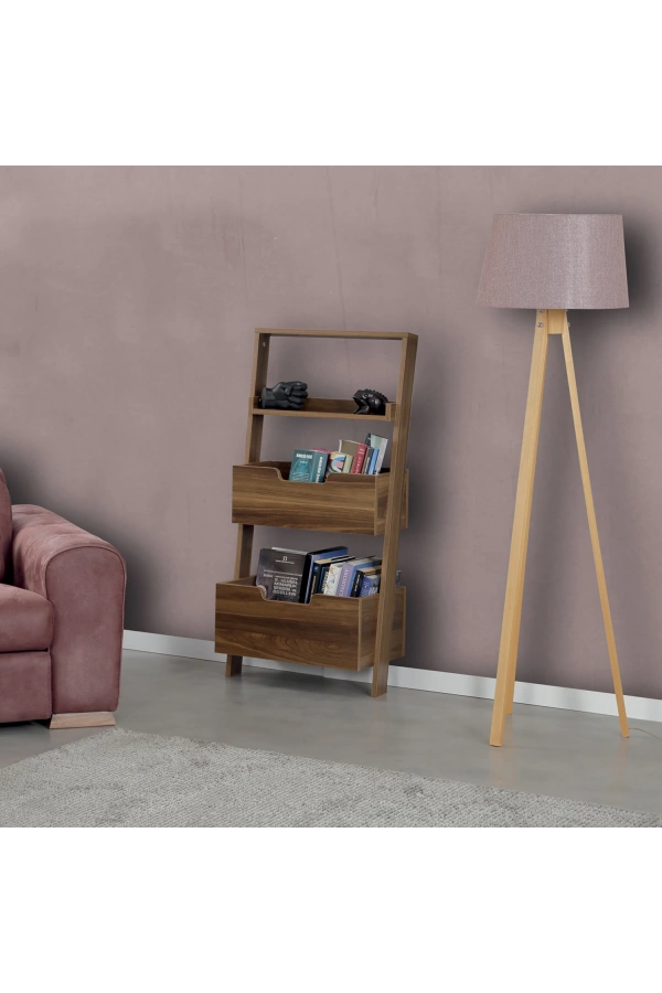 Pasific Home Low Çok Amaçlı Dekoratif Kitaplık ,Ceviz, Montessori Dolap