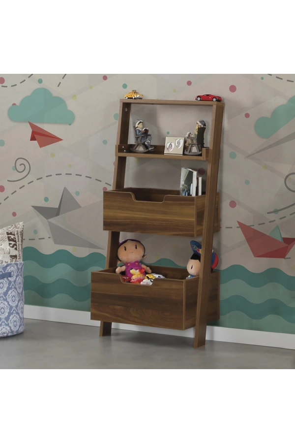 Pasific Home Low Çok Amaçlı Dekoratif Kitaplık ,Ceviz, Montessori Dolap