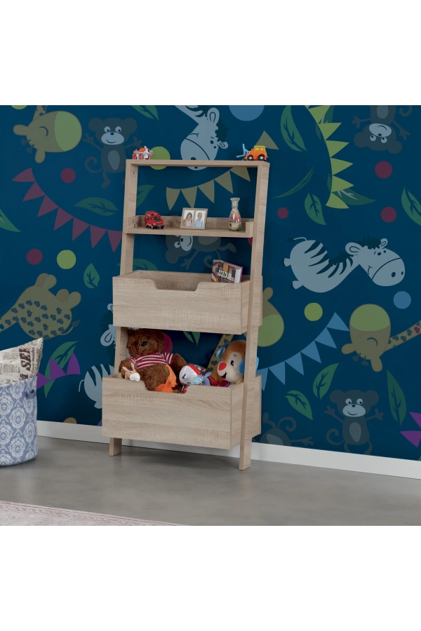 Pasific Home Low Çok Amaçlı Dekoratif Kitaplık ,Meşe, Montessori Dolap