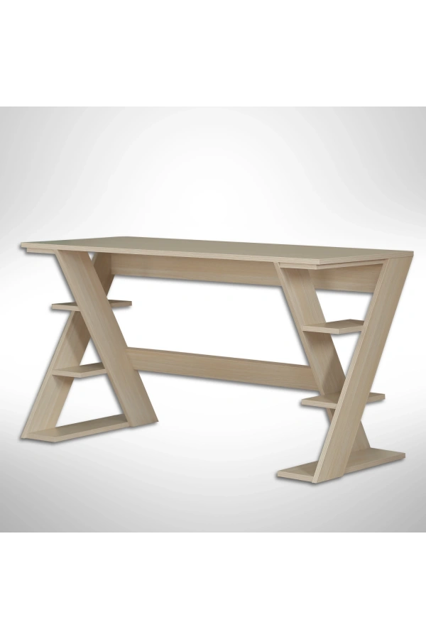 Pasific Home Lungo Raflı Çalışma Masası, Ofis Masası, 60X140 Cm, Meşe