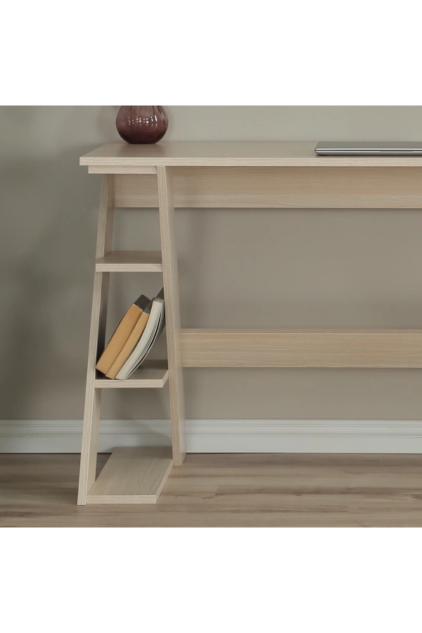 Pasific Home Lungo Raflı Çalışma Masası, Ofis Masası, 60X140 Cm, Meşe