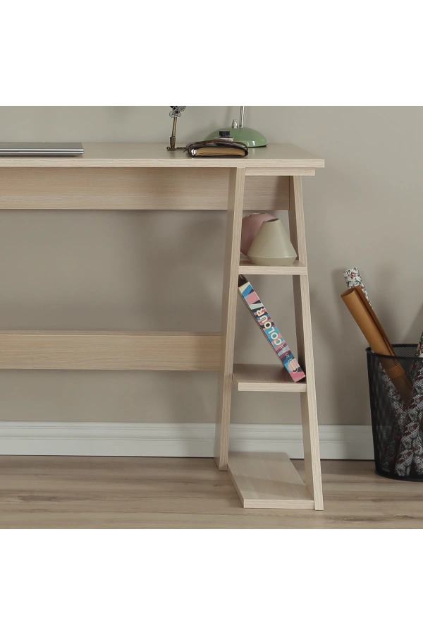 Pasific Home Lungo Raflı Çalışma Masası, Ofis Masası, 60X140 Cm, Meşe