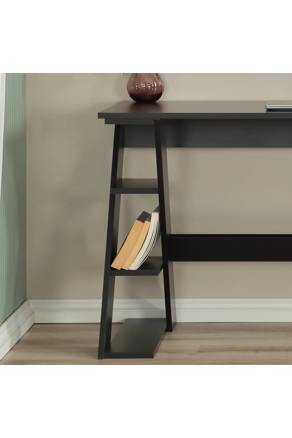 Pasific Home Lungo Raflı Çalışma Masası, Ofis Masası, 60X140 Cm, Siyah