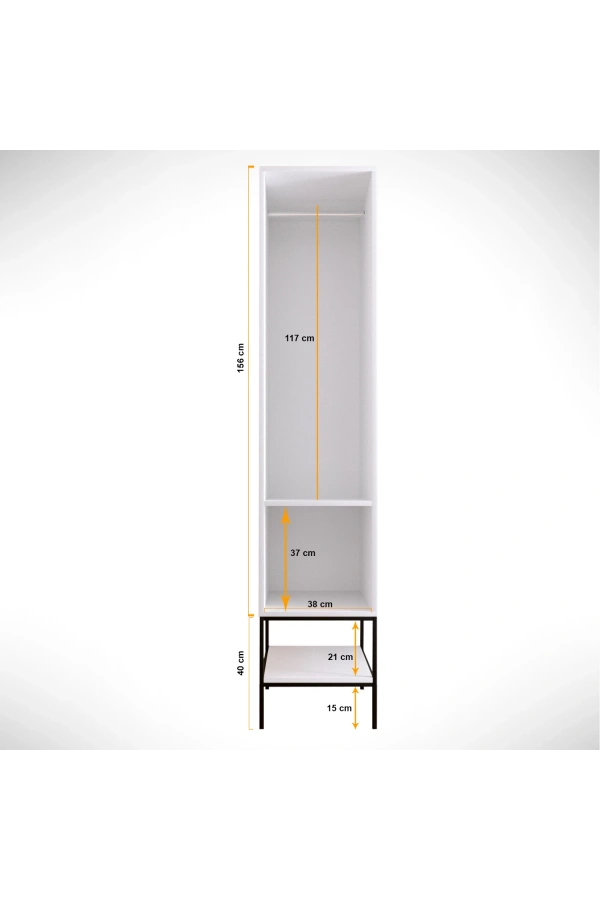 Pasific Home Martin 1 Kapaklı Gardırop Elbise Dolabı, Parlak Beyaz