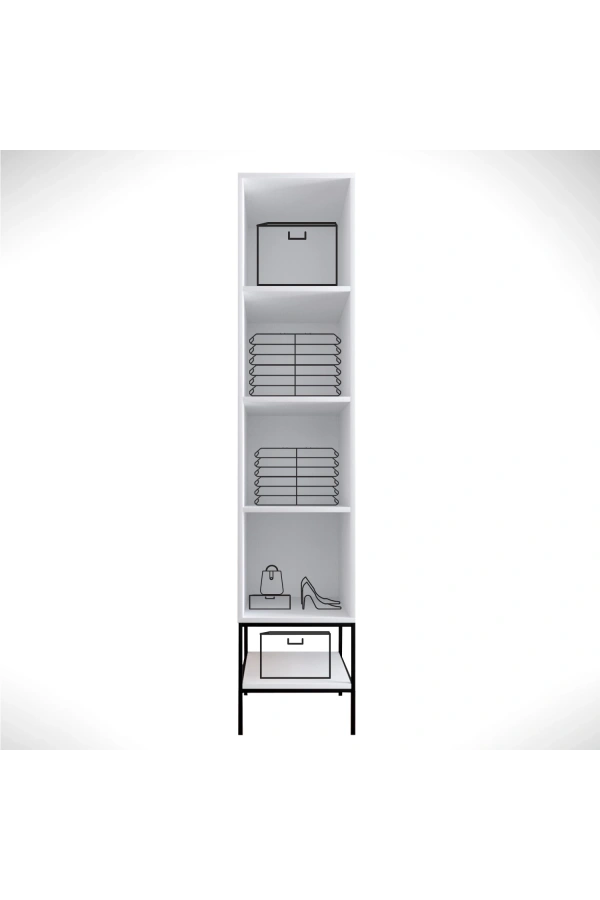 Pasific Home Martin 1 Kapaklı Gardırop Elbise Dolabı, Beyaz&Beyaz Mermer