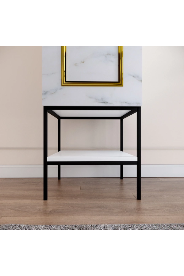 Pasific Home Martin 1 Kapaklı Gardırop Elbise Dolabı, Beyaz&Beyaz Mermer