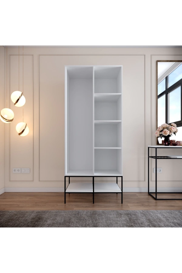 Pasific Home Martin 2 Kapaklı Gardırop Elbise Dolabı, Beyaz&Beyaz Mermer