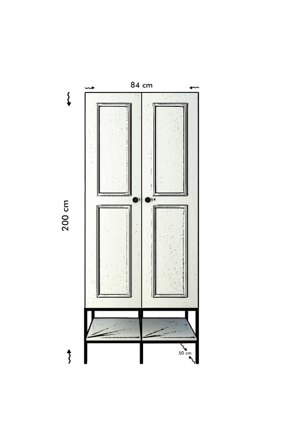 Pasific Home Martin 2 Kapaklı Gardırop Elbise Dolabı, Beyaz&Beyaz Mermer