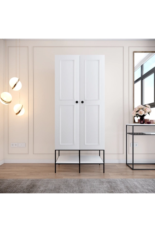 Pasific Home Martin 2 Kapaklı Gardırop Elbise Dolabı, Parlak Beyaz