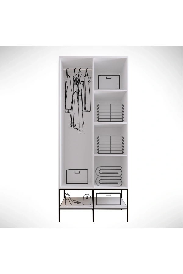 Pasific Home Martin 2 Kapaklı Gardırop Elbise Dolabı, Parlak Beyaz