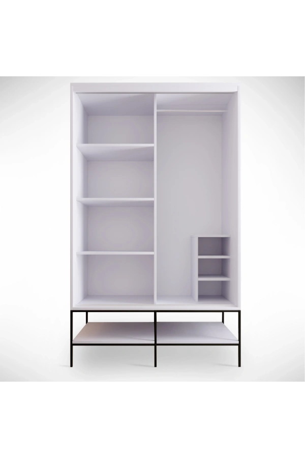 Pasific Home Martin 2 Kapaklı Sürgülü Gardırop Elbise Dolabı,120 cm, Beyaz & Beyaz Mermer