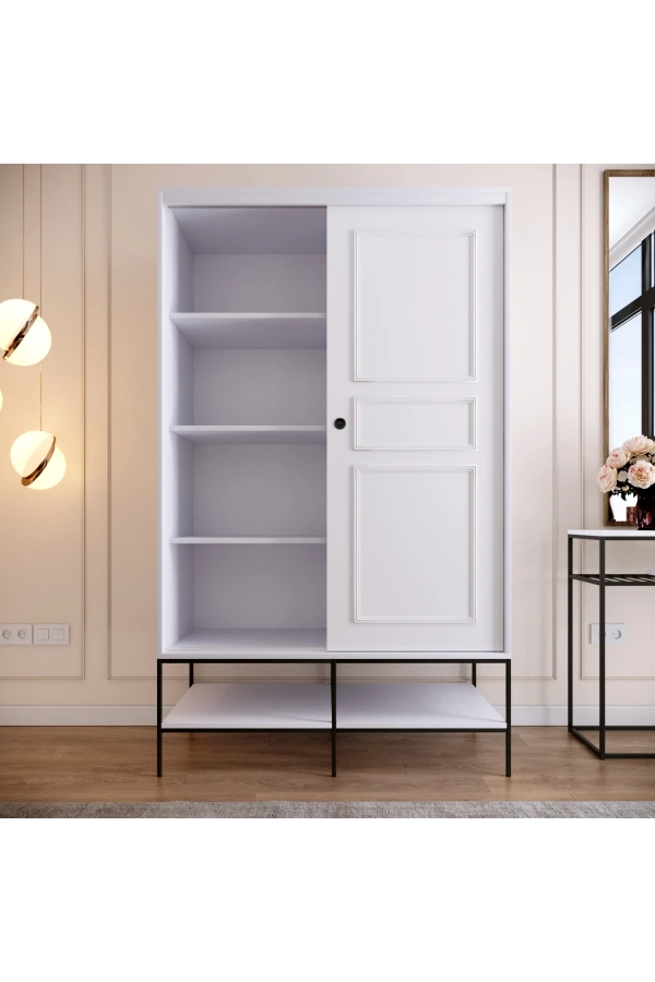 Pasific Home Martin 2 Kapaklı Sürgülü Gardırop Elbise Dolabı,120 cm,Parlak Beyaz