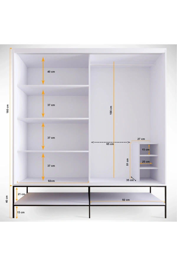 Pasific Home Martin 2 Kapaklı Sürgülü Gardırop Elbise Dolabı,190 cm, Parlak Beyaz