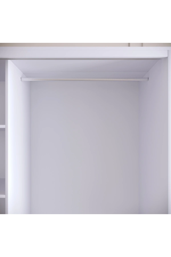 Pasific Home Martin 2 Kapaklı Sürgülü Gardırop Elbise Dolabı,190 cm, Beyaz & Beyaz Mermer