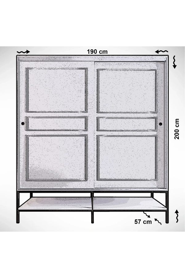 Pasific Home Martin 2 Kapaklı Sürgülü Gardırop Elbise Dolabı,190 cm, Beyaz & Beyaz Mermer