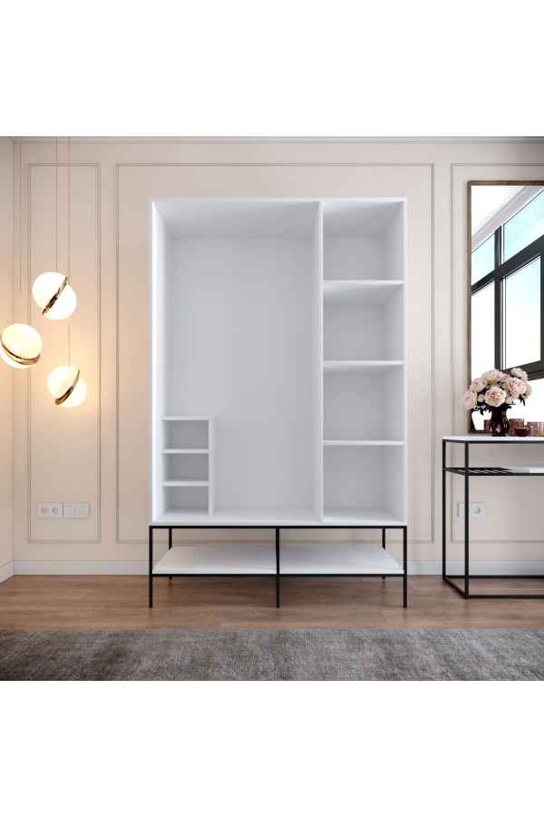 Pasific Home Martin 3 Kapaklı Gardırop Elbise Dolabı, Beyaz& Beyaz Mermer