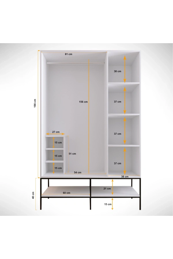 Pasific Home Martin 3 Kapaklı Gardırop Elbise Dolabı, Parlak Beyaz