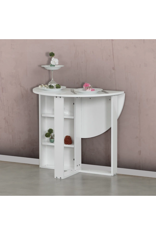 Pasific Home Middle Pratik Katlanır Masa, Parlak Beyaz