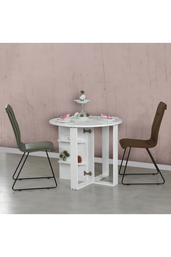 Pasific Home Middle Pratik Katlanır Masa, Parlak Beyaz