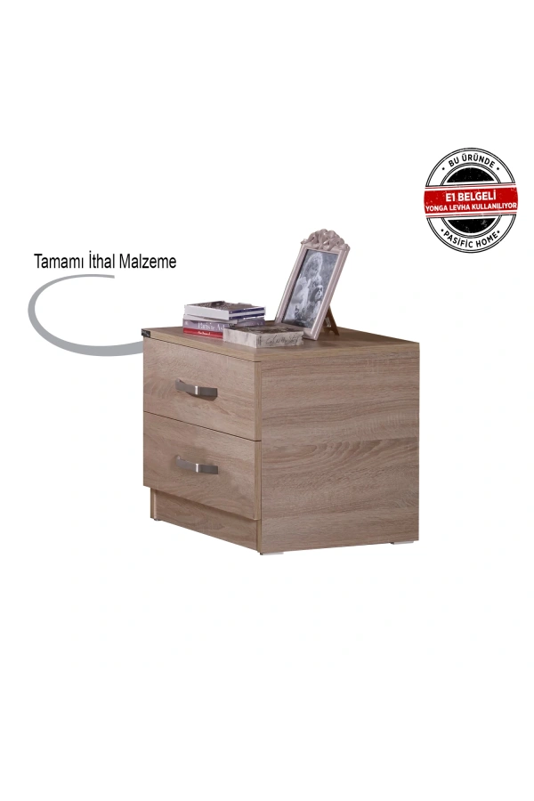 Pasific Home Milas 2 Çekmeceli Komodin, Meşe