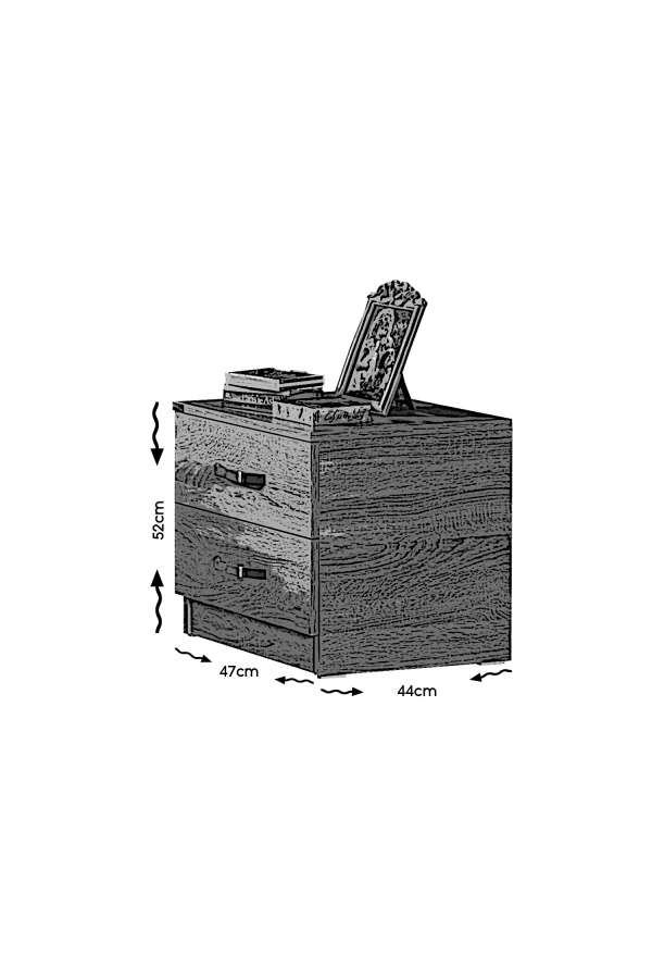 Pasific Home Milas 2 Çekmeceli Komodin, Meşe