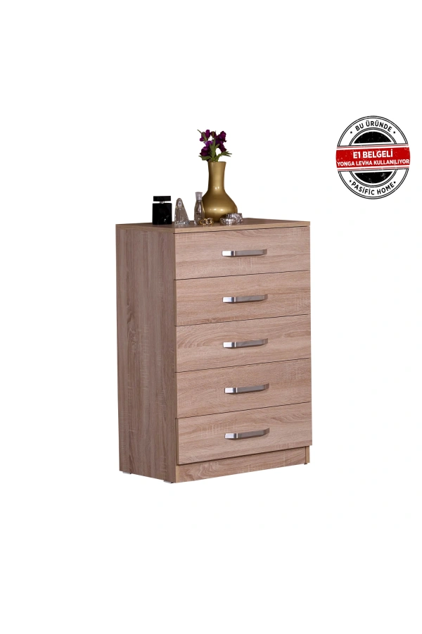 Pasific Home Milas 5 Çekmeceli Şifonyer, Meşe