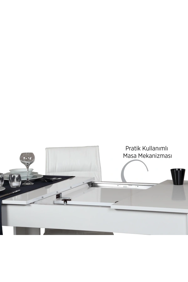 Pasific Home Oblo Açılır Yemek Masası, Parlak Beyaz